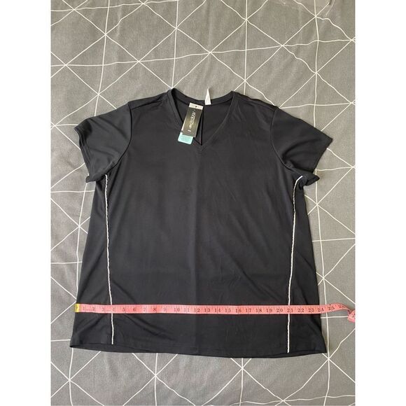 Ideology Plus Size Active Wear Black Reflective V-Neck T-Shirt Size 1X - Picture 5 of 6